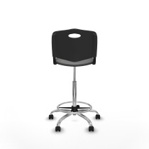 Taburete Robledo giratorio plástico negro sin brazos base cromada ruedas engomadas 50mm