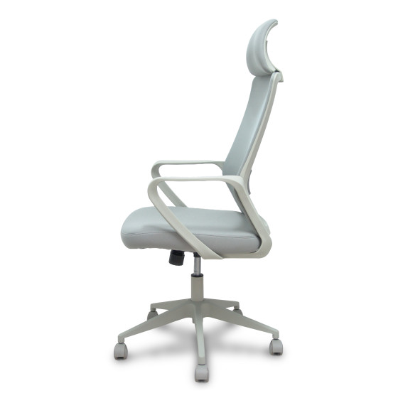 Silla Pro534 gris respaldo malla gris asiento tela gris base piramidal gris ruedas nailon
