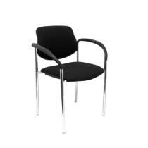 Silla fija Styl bali negro chasis cromo con brazos