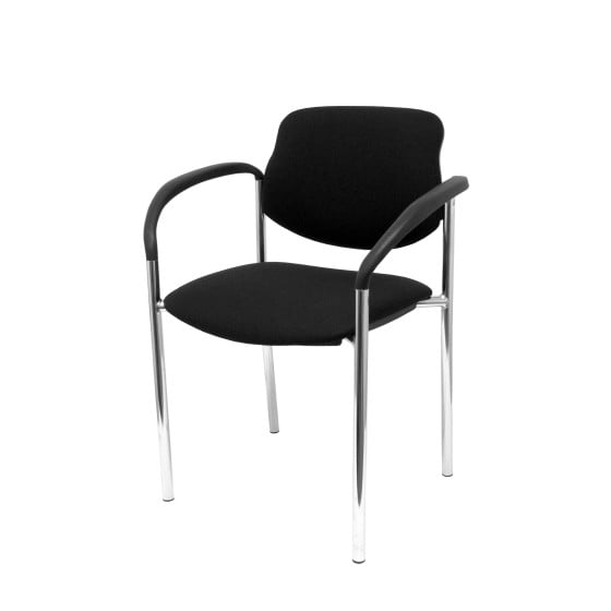 Silla fija Styl bali negro chasis cromo con brazos