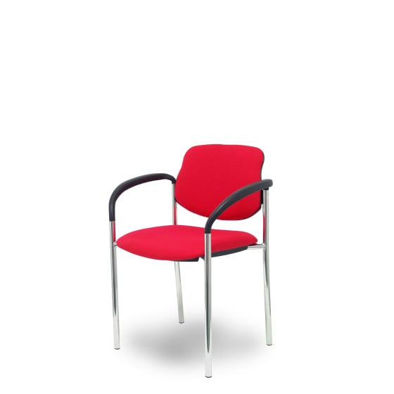 Silla fija Styl bali rojo chasis cromo con brazos