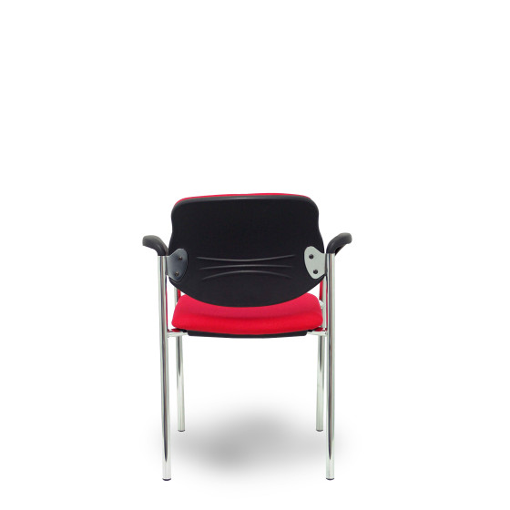 Silla fija Styl bali rojo chasis cromo con brazos