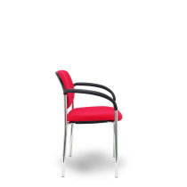 Silla fija Styl bali rojo chasis cromo con brazos