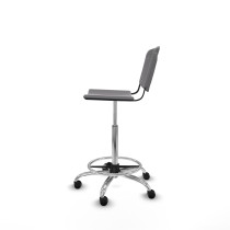 Taburete Robledo giratorio plástico gris claro sin brazos base cromada ruedas autofrenantes 50mm