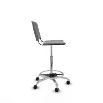 Taburete Robledo giratorio plástico gris claro sin brazos base cromada ruedas autofrenantes 50mm