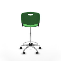 Taburete Robledo giratorio plástico verde sin brazos base cromada ruedas autofrenantes 50mm