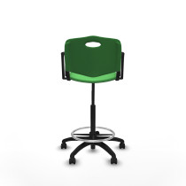 Taburete Robledo giratorio plástico verde brazos fijos base poliamida ruedas engomadas 50mm