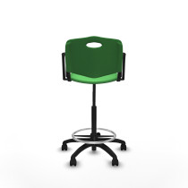 Taburete Robledo giratorio plástico verde brazos fijos base poliamida ruedas nailon 50mm