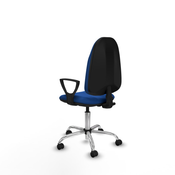 Algarra CP similpiel azul brazos fijos base cromada ruedas engomadas 50mm