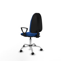 Algarra CP similpiel azul brazos fijos base cromada ruedas engomadas 50mm