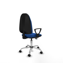 Algarra CP similpiel azul brazos fijos base cromada ruedas engomadas 50mm