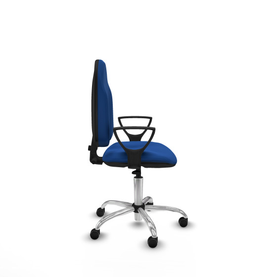 Algarra CP similpiel azul brazos fijos base cromada ruedas engomadas 50mm