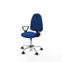 Algarra CP similpiel azul brazos fijos base cromada ruedas nailon 50mm