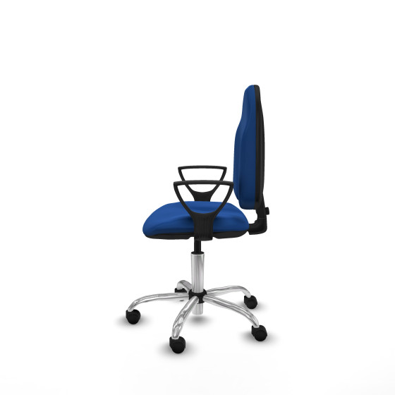 Algarra CP similpiel azul brazos fijos base cromada ruedas nailon 50mm