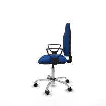 Algarra CP similpiel azul brazos fijos base cromada ruedas nailon 50mm