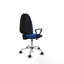 Algarra CP similpiel azul brazos fijos base cromada ruedas nailon 50mm