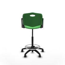 Taburete Robledo giratorio plástico verde brazos fijos base poliamida ruedas autofrenantes 50mm