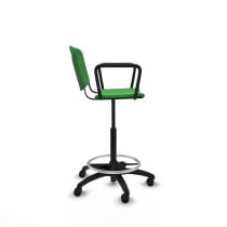 Taburete Robledo giratorio plástico verde brazos fijos base poliamida ruedas autofrenantes 50mm
