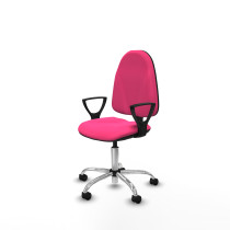 Algarra CP similpiel rosa brazos fijos base cromada ruedas nailon 50mm