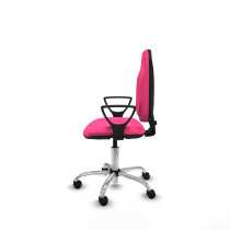 Algarra CP similpiel rosa brazos fijos base cromada ruedas nailon 50mm