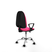 Algarra CP similpiel rosa brazos fijos base cromada ruedas nailon 50mm