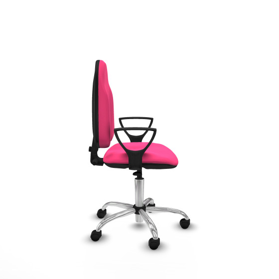Algarra CP similpiel rosa brazos fijos base cromada ruedas nailon 50mm