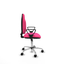 Algarra CP similpiel rosa brazos fijos base cromada ruedas nailon 50mm