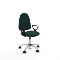 Algarra CP similpiel verde botella brazos fijos base cromada ruedas nailon 50mm