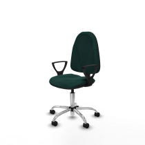 Algarra CP similpiel verde botella brazos fijos base cromada ruedas nailon 50mm