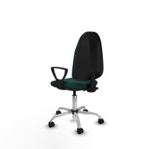 Algarra CP similpiel verde botella brazos fijos base cromada ruedas nailon 50mm
