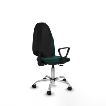 Algarra CP similpiel verde botella brazos fijos base cromada ruedas nailon 50mm