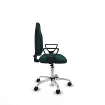 Algarra CP similpiel verde botella brazos fijos base cromada ruedas nailon 50mm