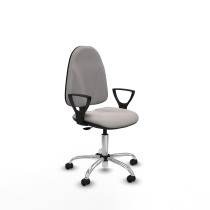 Algarra CP similpiel blanco brazos fijos base cromada ruedas engomadas 50mm