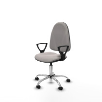 Algarra CP similpiel blanco brazos fijos base cromada ruedas engomadas 50mm
