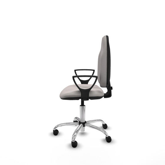 Algarra CP similpiel blanco brazos fijos base cromada ruedas engomadas 50mm