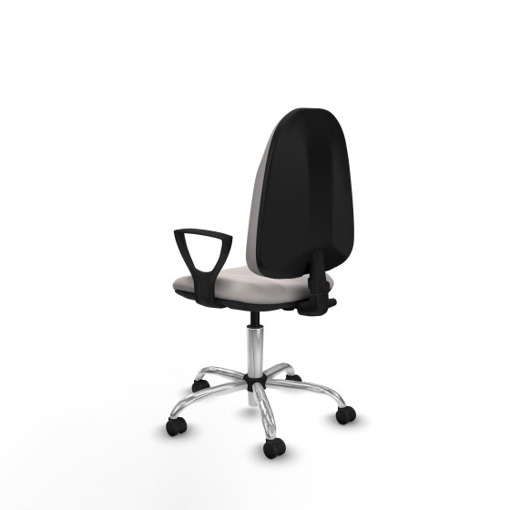 Algarra CP similpiel blanco brazos fijos base cromada ruedas engomadas 50mm