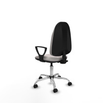 Algarra CP similpiel blanco brazos fijos base cromada ruedas engomadas 50mm