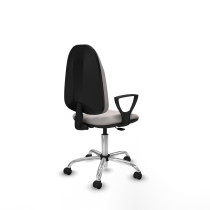 Algarra CP similpiel blanco brazos fijos base cromada ruedas engomadas 50mm