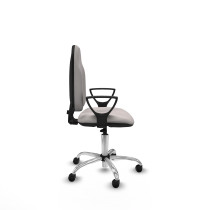 Algarra CP similpiel blanco brazos fijos base cromada ruedas engomadas 50mm