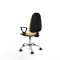Algarra CP similpiel crema brazos fijos base cromada ruedas engomadas 50mm