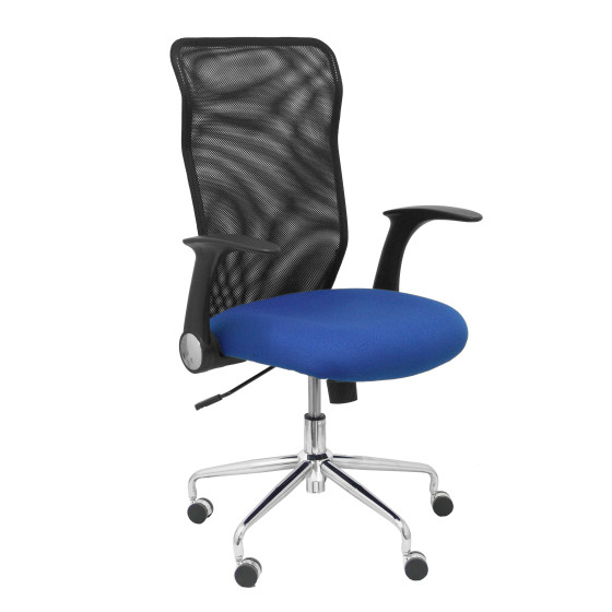 Silla Minaya respaldo malla negro asiento bali azul