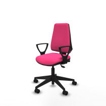 Elche AS similpiel rosa brazos fijos base piramidal ruedas nailon 65mm