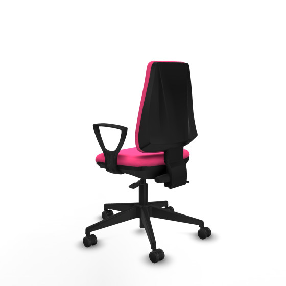 Elche AS similpiel rosa brazos fijos base piramidal ruedas nailon 65mm