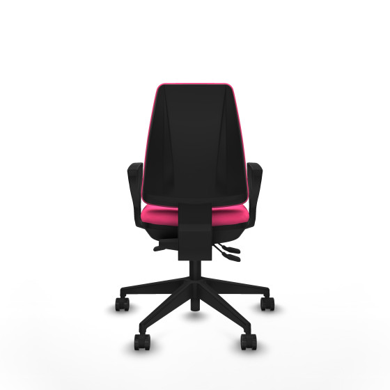 Elche AS similpiel rosa brazos fijos base piramidal ruedas nailon 65mm
