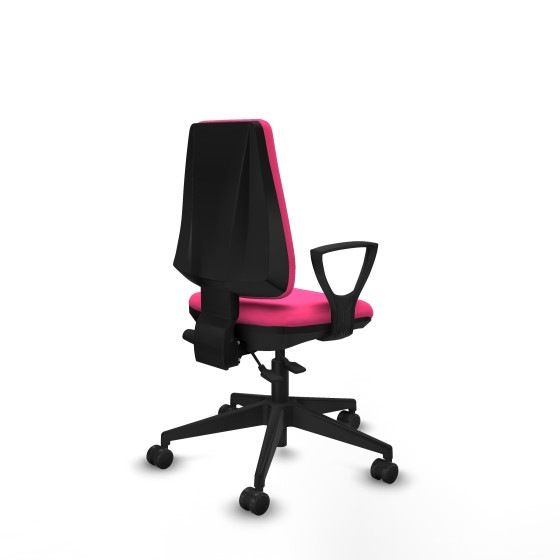 Elche AS similpiel rosa brazos fijos base piramidal ruedas nailon 65mm