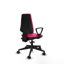 Elche AS similpiel rosa brazos fijos base piramidal ruedas nailon 65mm
