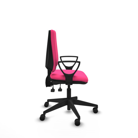 Elche AS similpiel rosa brazos fijos base piramidal ruedas nailon 65mm