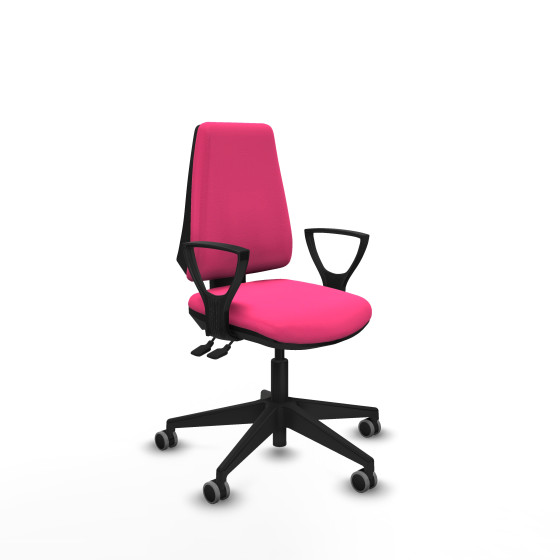 Elche AS similpiel rosa brazos fijos base piramidal ruedas engomadas 65mm