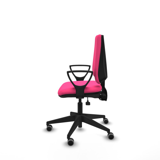 Elche AS similpiel rosa brazos fijos base piramidal ruedas engomadas 65mm