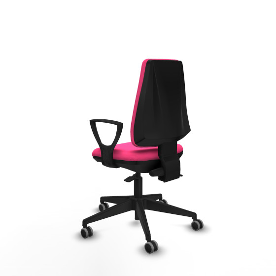 Elche AS similpiel rosa brazos fijos base piramidal ruedas engomadas 65mm